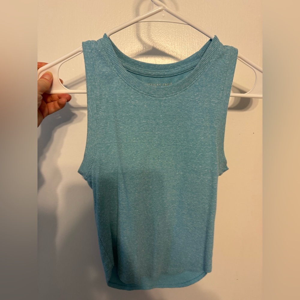 American Eagle Outfitters Teal Ribbed Tank Top